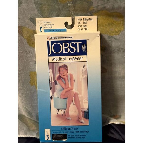 New JOBST Ultra Sheer Compression Knee-High 15-20 mmHg Midnight Navy Closed Toe - Picture 1 of 6